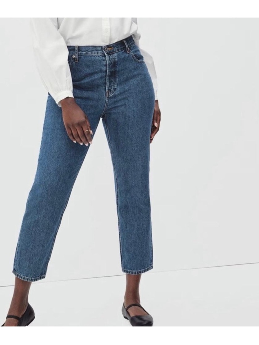 Everlane The Curvy Cheeky Jean Organic Cotton Crop Blue Jeans 34